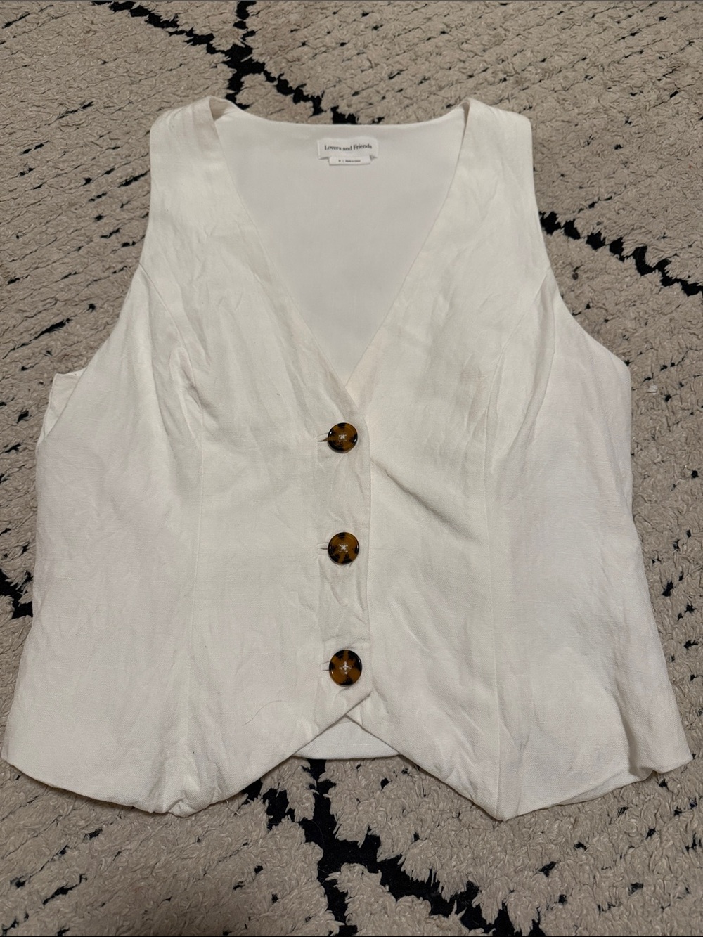 Lovers + Friends White Button-Front Cropped Vest